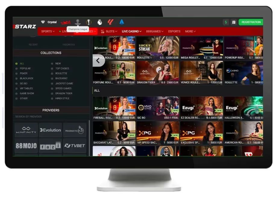 888Starz live casino desktop