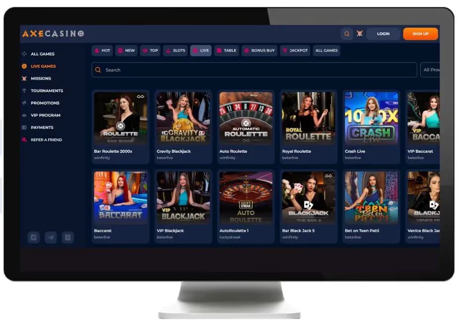 axe live casino desktop