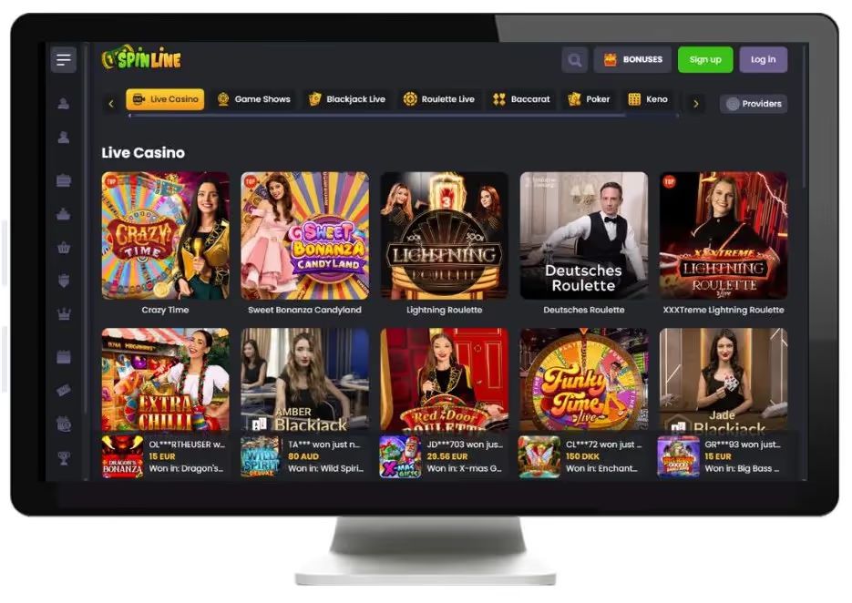 spinline live casino desktop